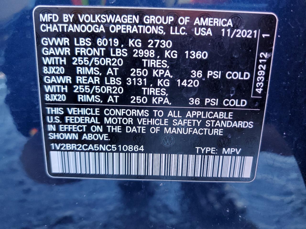 Photo 13 VIN: 1V2BR2CA5NC510864 - VOLKSWAGEN ATLAS 