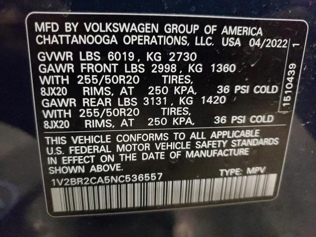 Photo 12 VIN: 1V2BR2CA5NC536557 - VOLKSWAGEN ATLAS SEL 