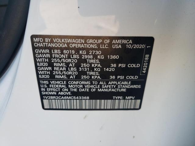 Photo 9 VIN: 1V2BR2CA6MC543368 - VOLKSWAGEN ATLAS SEL 