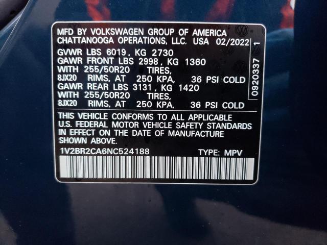 Photo 12 VIN: 1V2BR2CA6NC524188 - VOLKSWAGEN ATLAS SEL 