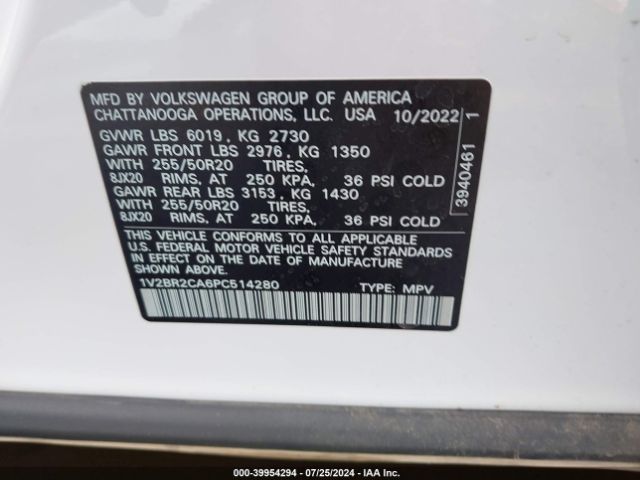 Photo 8 VIN: 1V2BR2CA6PC514280 - VOLKSWAGEN ATLAS 