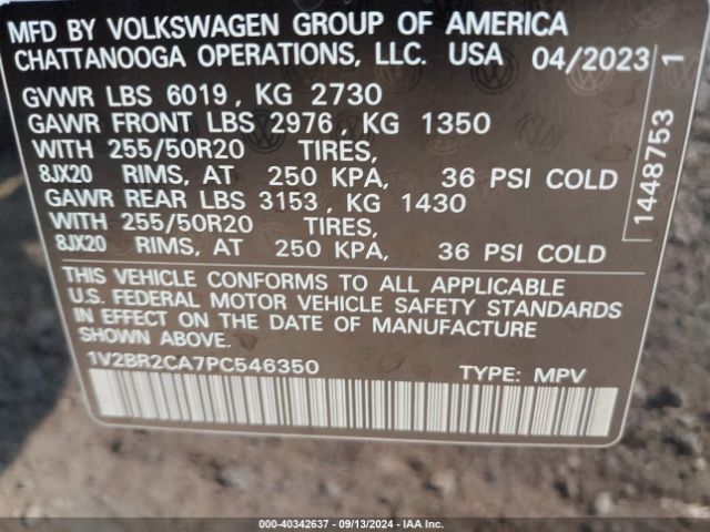 Photo 8 VIN: 1V2BR2CA7PC546350 - VOLKSWAGEN ATLAS 