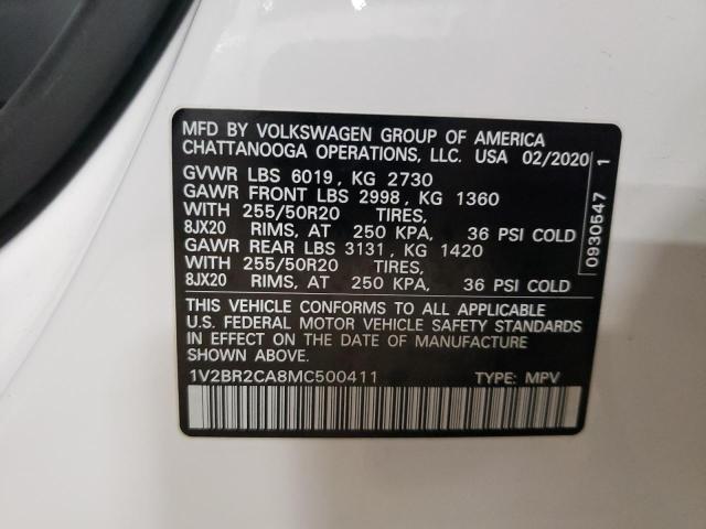 Photo 12 VIN: 1V2BR2CA8MC500411 - VOLKSWAGEN ATLAS 