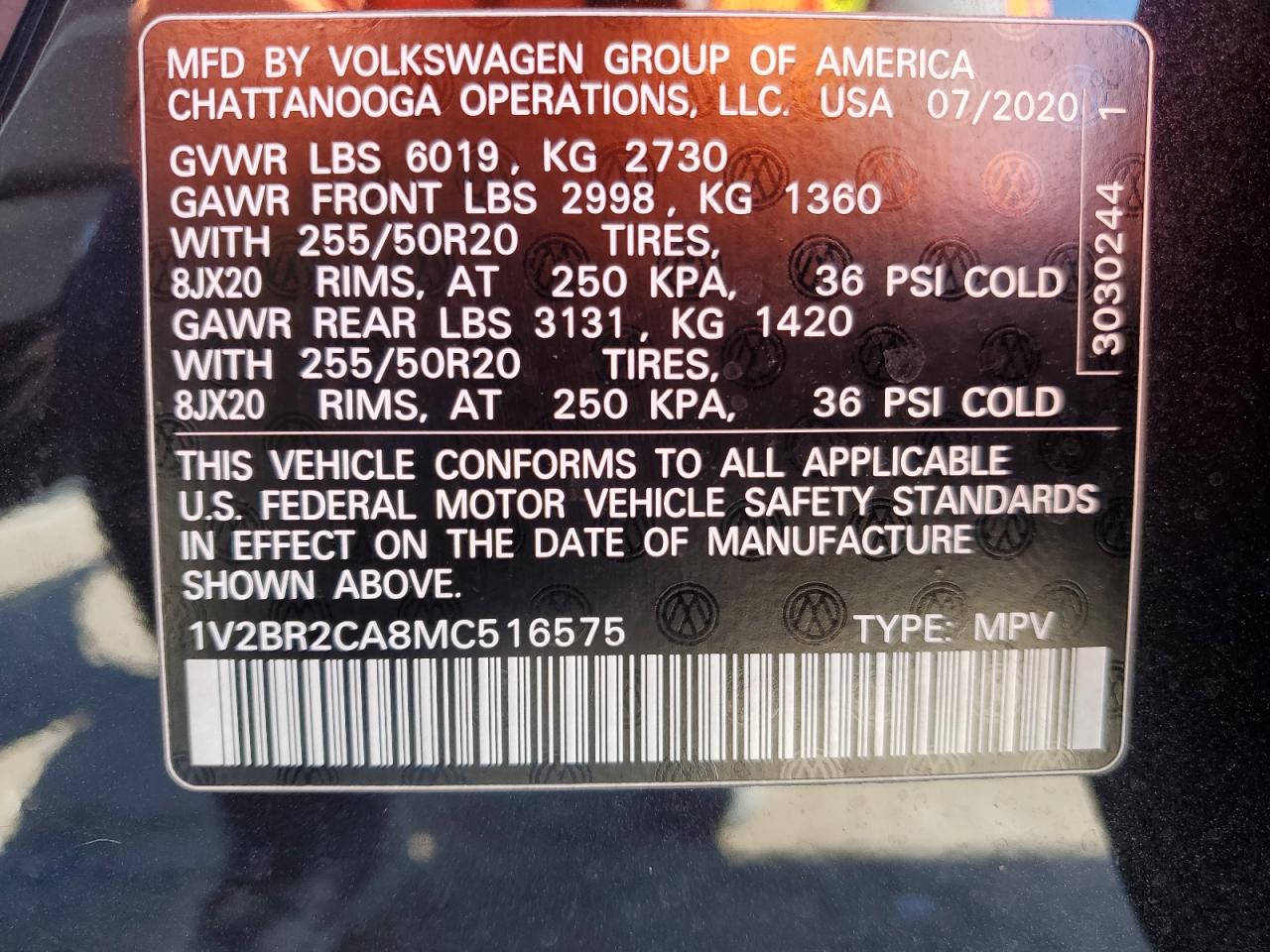 Photo 12 VIN: 1V2BR2CA8MC516575 - VOLKSWAGEN ATLAS 