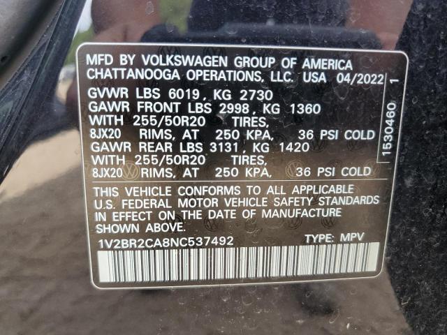 Photo 12 VIN: 1V2BR2CA8NC537492 - VOLKSWAGEN ATLAS 