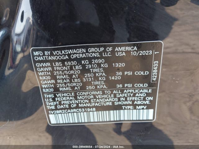 Photo 8 VIN: 1V2BR2CA9RC531948 - VOLKSWAGEN ATLAS 4MOTION 