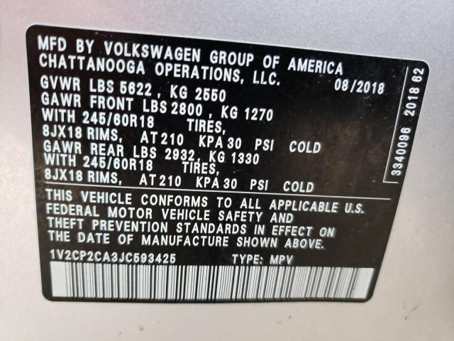 Photo 12 VIN: 1V2CP2CA3JC593425 - VOLKSWAGEN ATLAS SE 