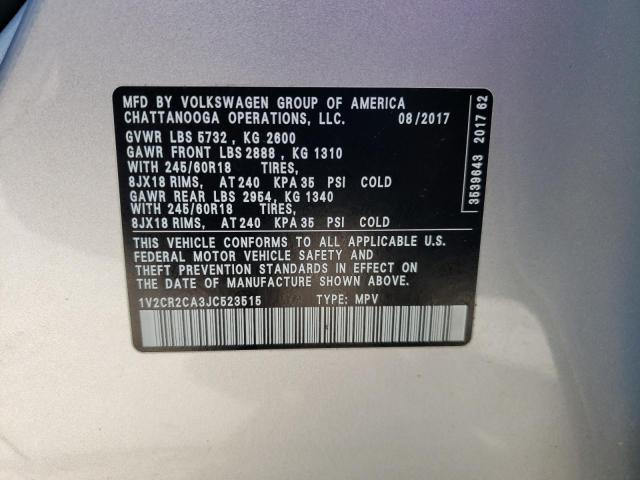 Photo 11 VIN: 1V2CR2CA3JC523515 - VOLKSWAGEN ATLAS 