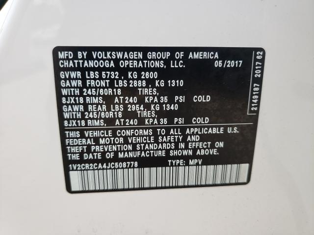 Photo 9 VIN: 1V2CR2CA4JC508778 - VOLKSWAGEN ATLAS SE 