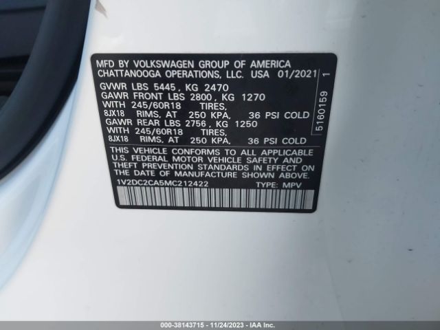 Photo 8 VIN: 1V2DC2CA5MC212422 - VOLKSWAGEN ATLAS CROSS SPORT 