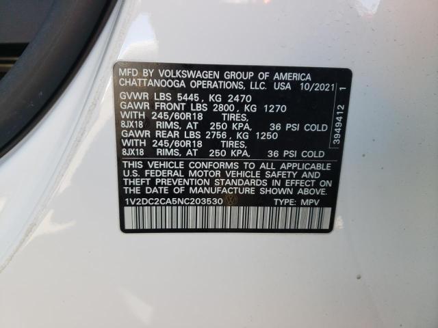 Photo 12 VIN: 1V2DC2CA5NC203530 - VOLKSWAGEN ATLAS CROS 