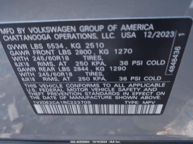 Photo 8 VIN: 1V2DE2CA1RC223709 - VOLKSWAGEN ATLAS CROSS SPORT 