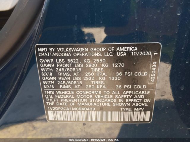 Photo 8 VIN: 1V2DP2CA1MC540439 - VOLKSWAGEN ATLAS 