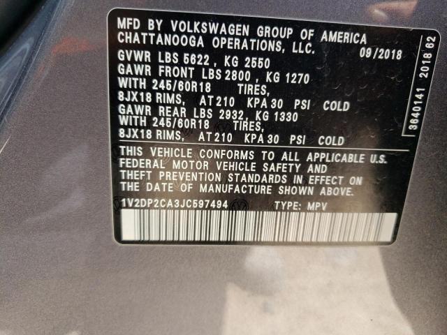 Photo 12 VIN: 1V2DP2CA3JC597494 - VOLKSWAGEN ATLAS 