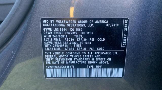 Photo 9 VIN: 1V2DP2CA3KC585475 - VOLKSWAGEN ATLAS SE 