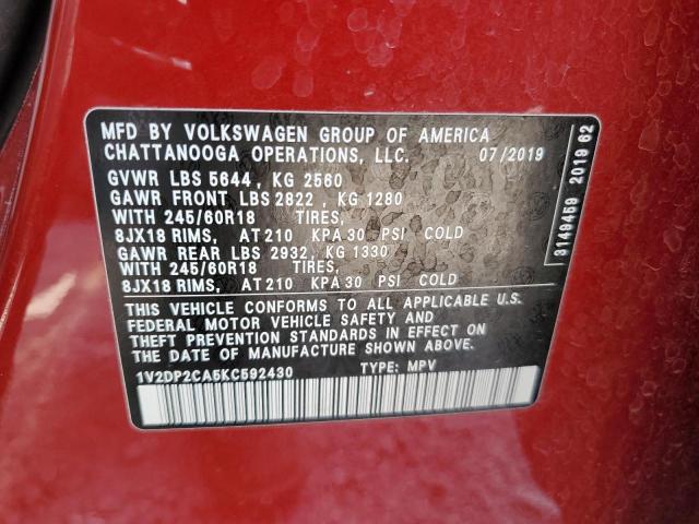 Photo 12 VIN: 1V2DP2CA5KC592430 - VOLKSWAGEN ATLAS 