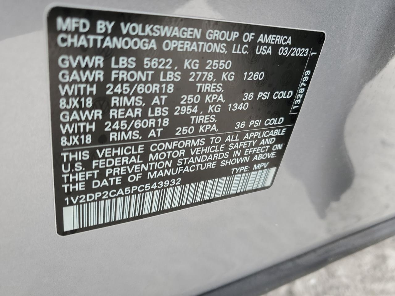 Photo 12 VIN: 1V2DP2CA5PC543932 - VOLKSWAGEN ATLAS 