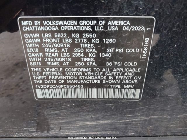 Photo 8 VIN: 1V2DP2CA6PC550453 - VOLKSWAGEN ATLAS 