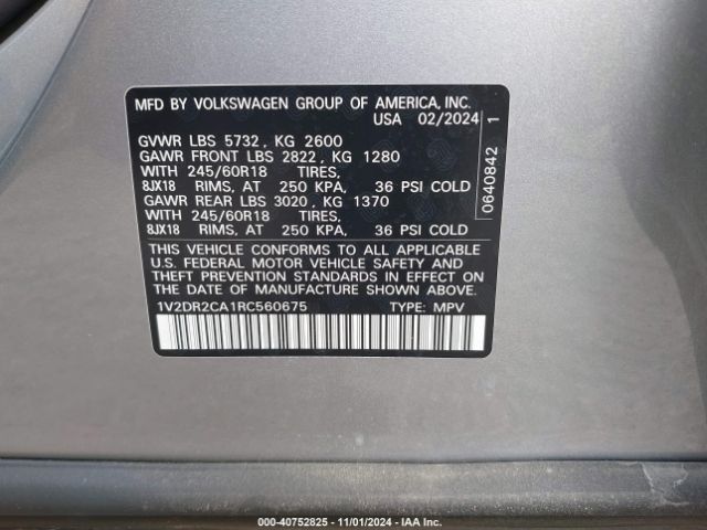 Photo 8 VIN: 1V2DR2CA1RC560675 - VOLKSWAGEN ATLAS 