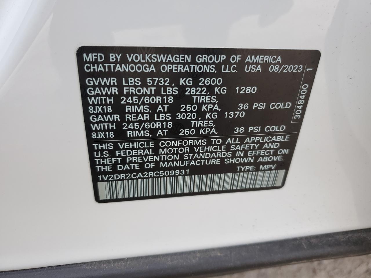 Photo 13 VIN: 1V2DR2CA2RC509931 - VOLKSWAGEN ATLAS 