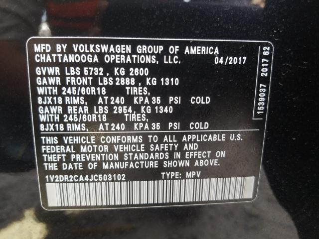 Photo 9 VIN: 1V2DR2CA4JC503102 - VOLKSWAGEN ATLAS SE 