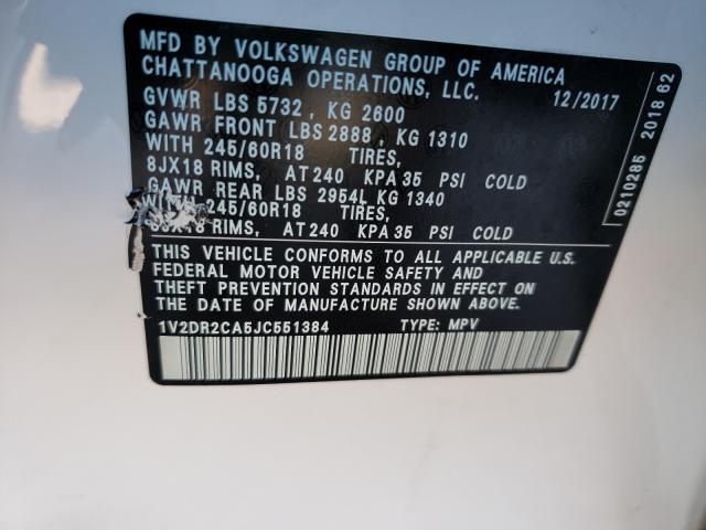 Photo 9 VIN: 1V2DR2CA5JC551384 - VOLKSWAGEN ATLAS SE 