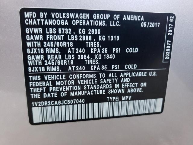 Photo 9 VIN: 1V2DR2CA6JC507040 - VOLKSWAGEN ATLAS SE 