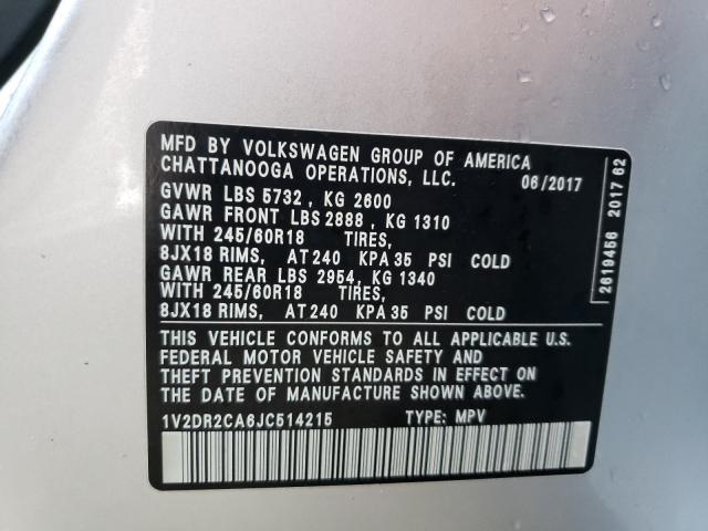 Photo 9 VIN: 1V2DR2CA6JC514215 - VOLKSWAGEN ATLAS SE 