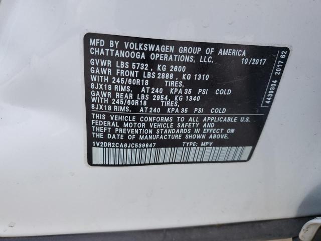 Photo 12 VIN: 1V2DR2CA6JC539647 - VOLKSWAGEN ATLAS SE 