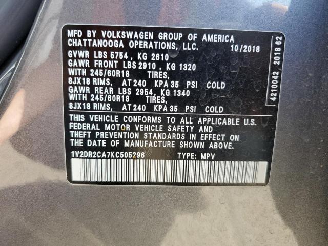 Photo 12 VIN: 1V2DR2CA7KC505296 - VOLKSWAGEN ATLAS SE 