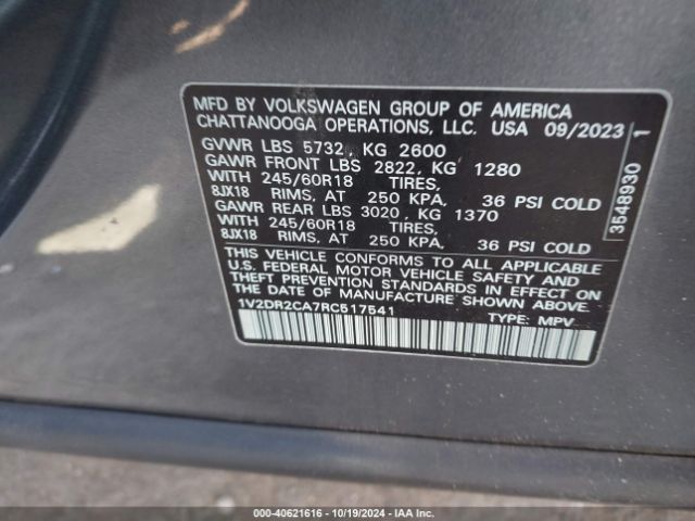 Photo 8 VIN: 1V2DR2CA7RC517541 - VOLKSWAGEN ATLAS 