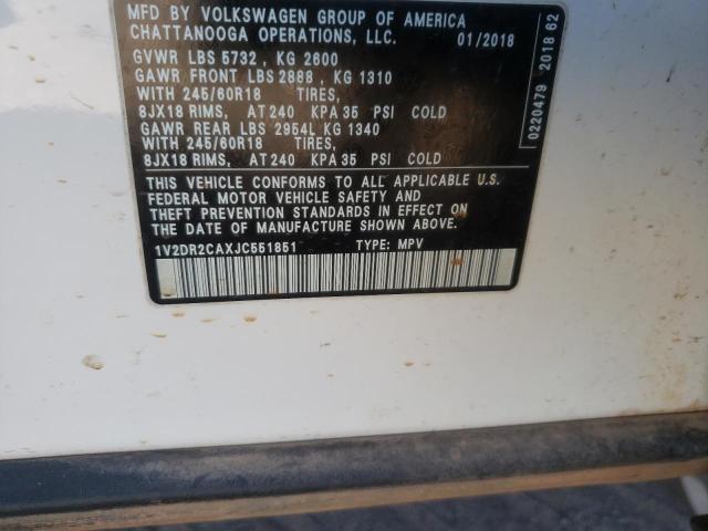 Photo 9 VIN: 1V2DR2CAXJC551851 - VOLKSWAGEN ATLAS SE 