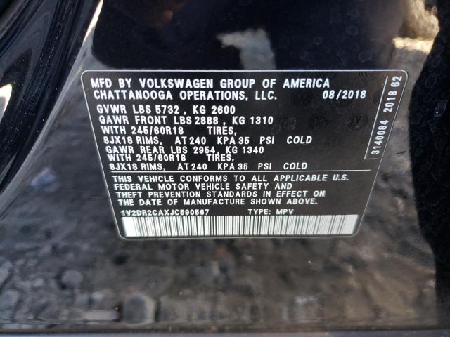 Photo 9 VIN: 1V2DR2CAXJC590567 - VOLKSWAGEN ATLAS SE 