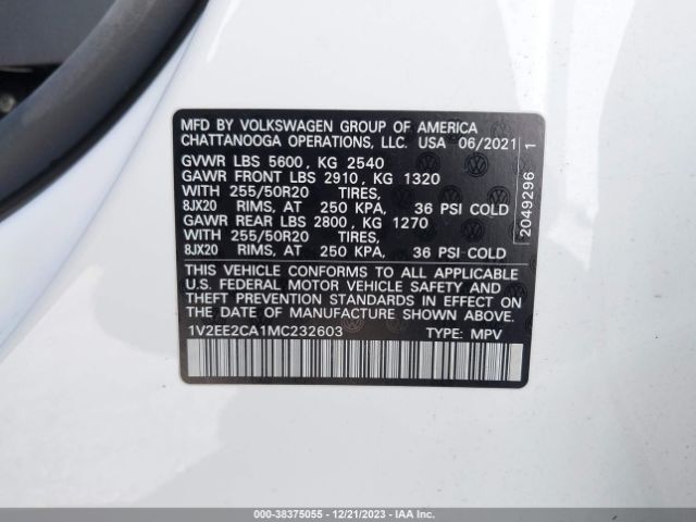 Photo 8 VIN: 1V2EE2CA1MC232603 - VOLKSWAGEN ATLAS CROSS SPORT 