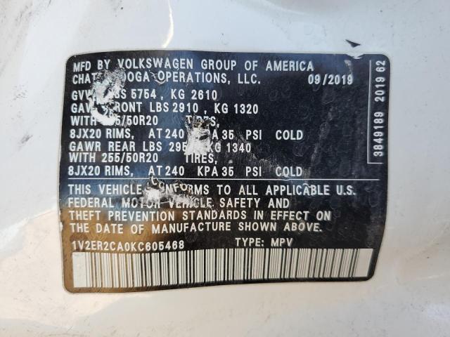 Photo 12 VIN: 1V2ER2CA0KC605468 - VOLKSWAGEN ATLAS SEL 