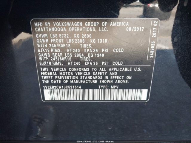 Photo 8 VIN: 1V2ER2CA1JC521514 - VOLKSWAGEN ATLAS 