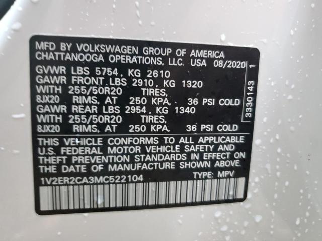 Photo 13 VIN: 1V2ER2CA3MC522104 - VOLKSWAGEN ATLAS SEL 