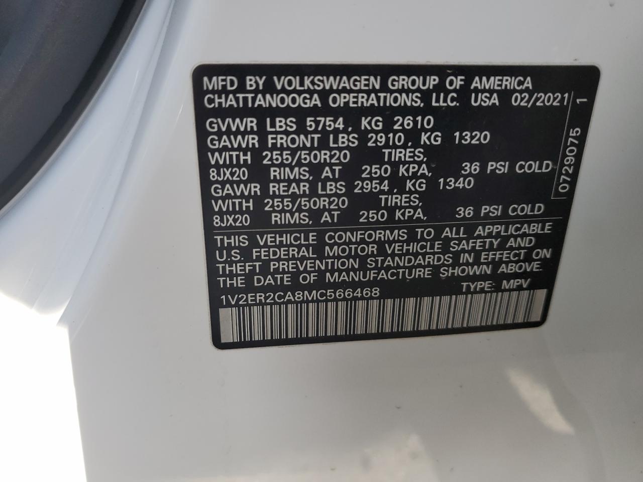 Photo 12 VIN: 1V2ER2CA8MC566468 - VOLKSWAGEN ATLAS 