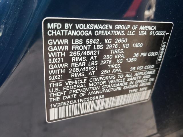 Photo 9 VIN: 1V2FE2CA1NC209893 - VOLKSWAGEN ATLAS CROS 