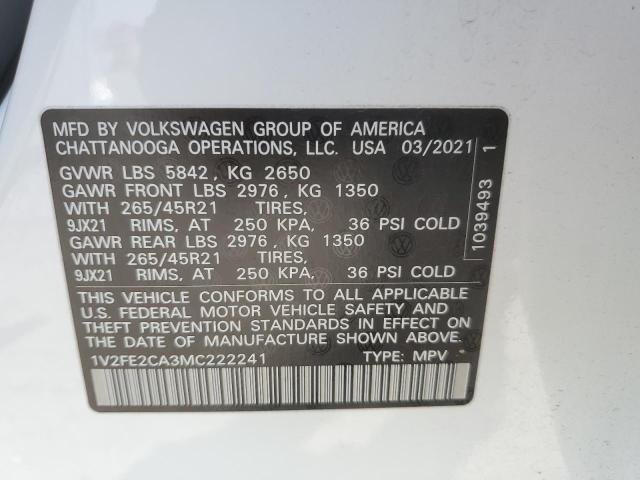 Photo 13 VIN: 1V2FE2CA3MC222241 - VOLKSWAGEN ATLAS 