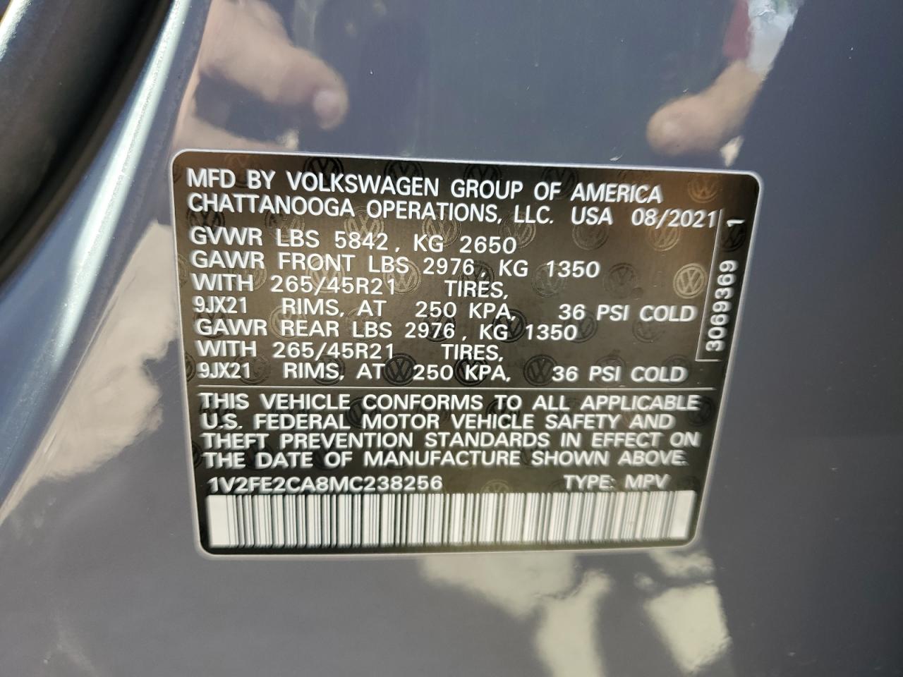 Photo 12 VIN: 1V2FE2CA8MC238256 - VOLKSWAGEN ATLAS 