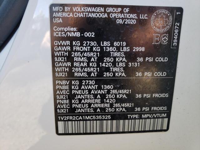 Photo 13 VIN: 1V2FR2CA1MC535325 - VOLKSWAGEN ATLAS SEL 