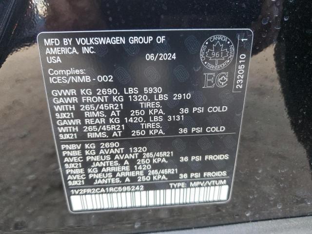 Photo 12 VIN: 1V2FR2CA1RC595242 - VOLKSWAGEN ATLAS SEL 