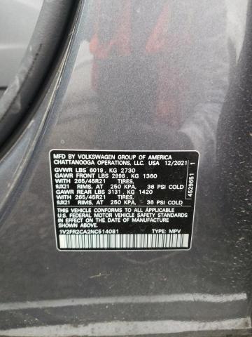 Photo 12 VIN: 1V2FR2CA2NC514081 - VOLKSWAGEN ATLAS SEL 