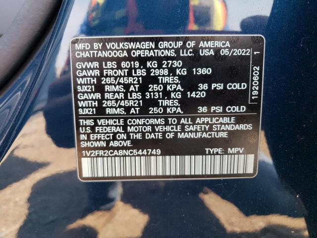 Photo 13 VIN: 1V2FR2CA8NC544749 - VOLKSWAGEN ATLAS 