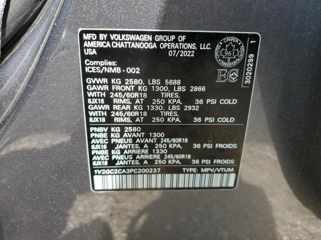 Photo 12 VIN: 1V2GC2CA3PC200237 - VOLKSWAGEN ATLAS CROS 