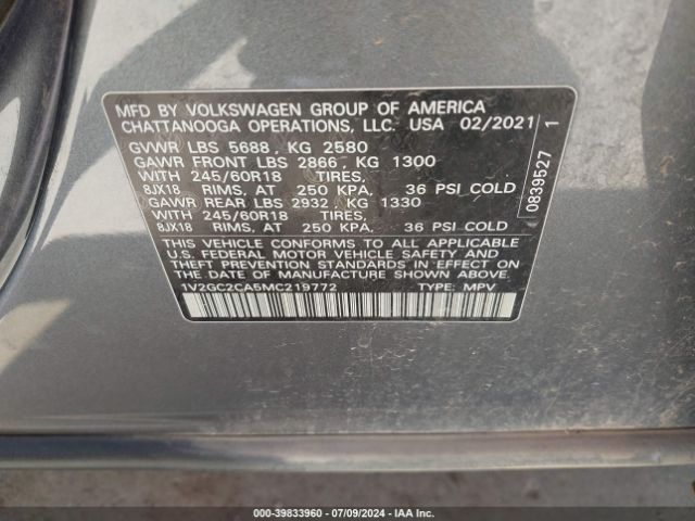 Photo 8 VIN: 1V2GC2CA5MC219772 - VOLKSWAGEN ATLAS CROSS SPORT 