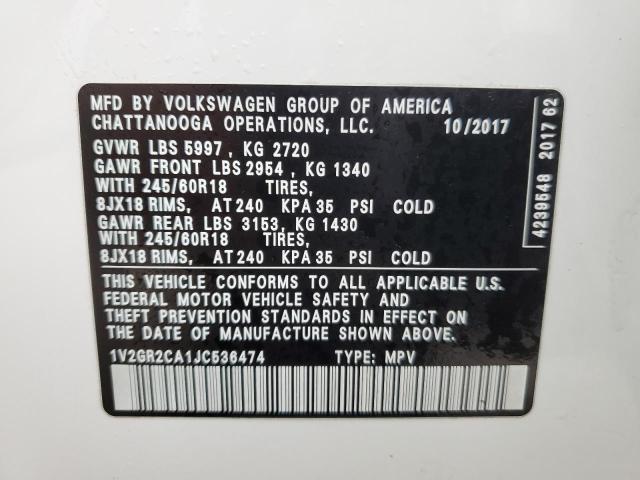 Photo 12 VIN: 1V2GR2CA1JC536474 - VOLKSWAGEN ATLAS 