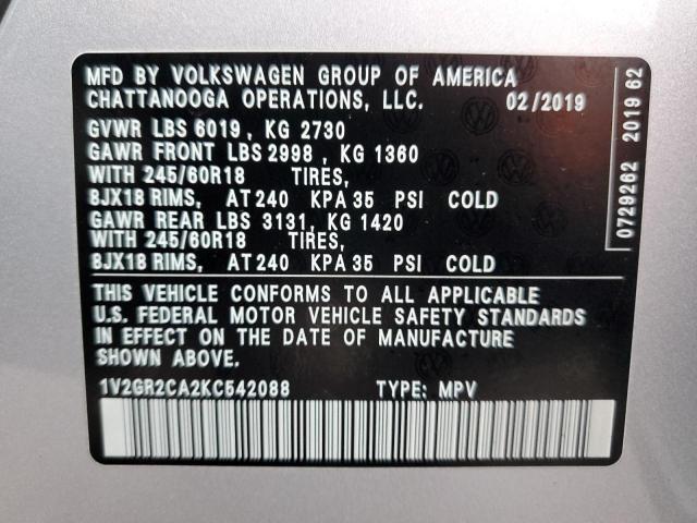 Photo 12 VIN: 1V2GR2CA2KC542088 - VOLKSWAGEN ATLAS S 