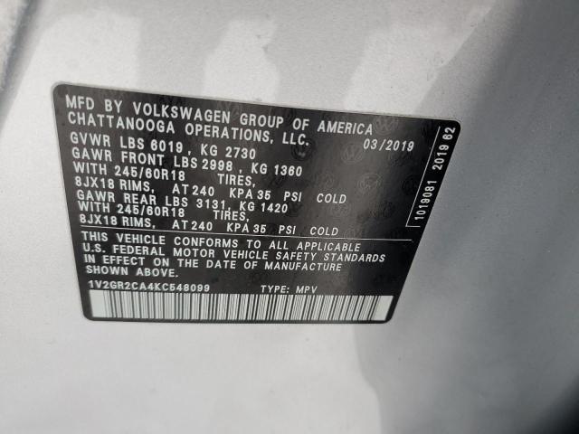 Photo 12 VIN: 1V2GR2CA4KC548099 - VOLKSWAGEN ATLAS 